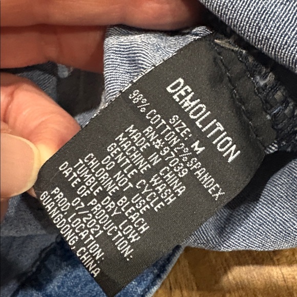 Demolition Blue Denim Jacket, Medium, Camouflage Accents Paint splatters - Picture 7 of 7